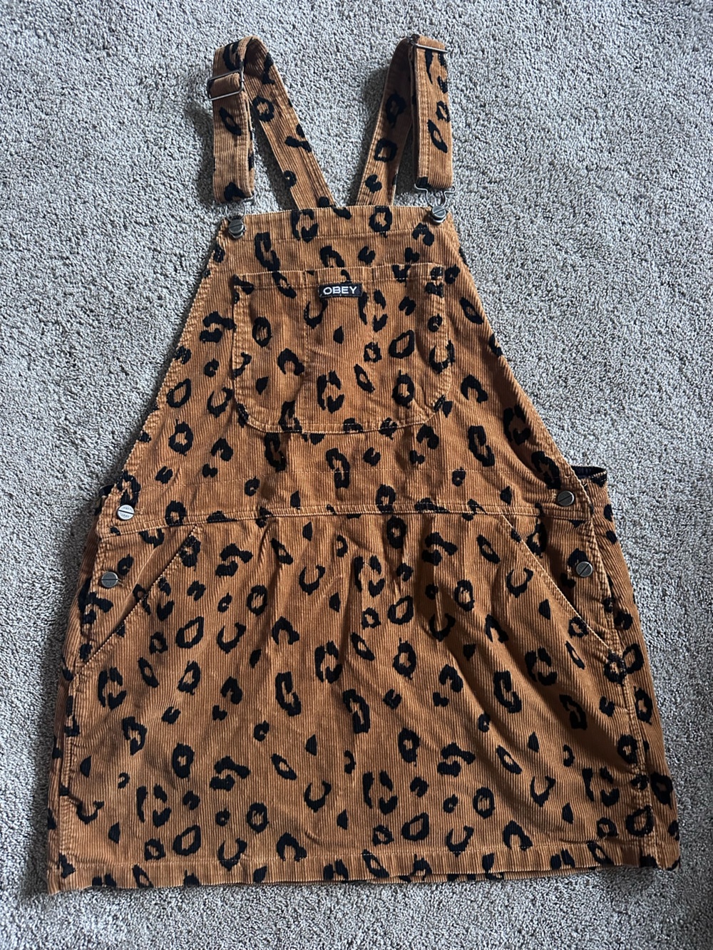 Obey Leopard Corduroy Overall dress - Brown & Black
